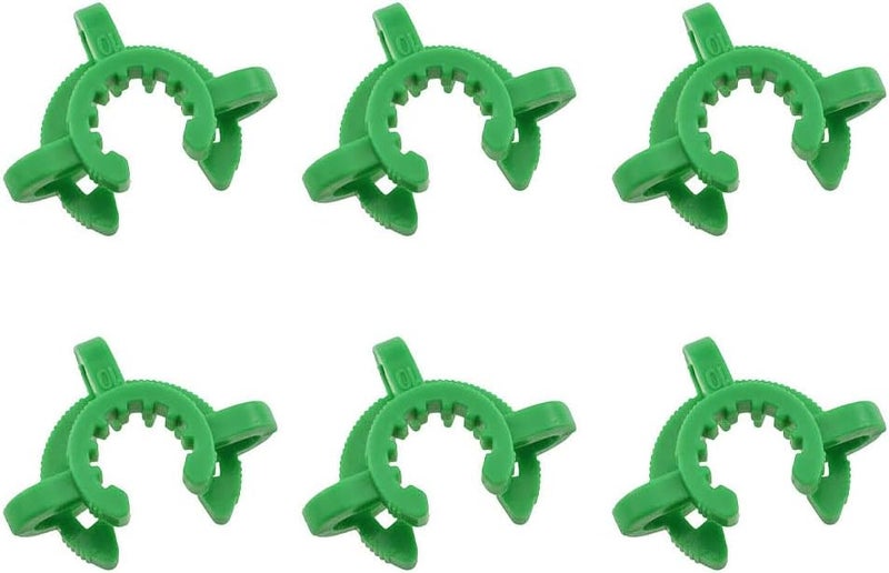 BINZZO Lab Joint Keck Clamp Clips Green Plastic 10mm Sturdy Tight Hold Easy Put on off Snug No Scrape for Joints 10/18 and 10/30 Glassware Collector Pipe Standard Taper Interface 6PC, Green-10mm 6Pcs - Image 1
